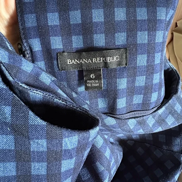 Banana Republic Navy Checkered Midi Dress - Picture 8 of 8